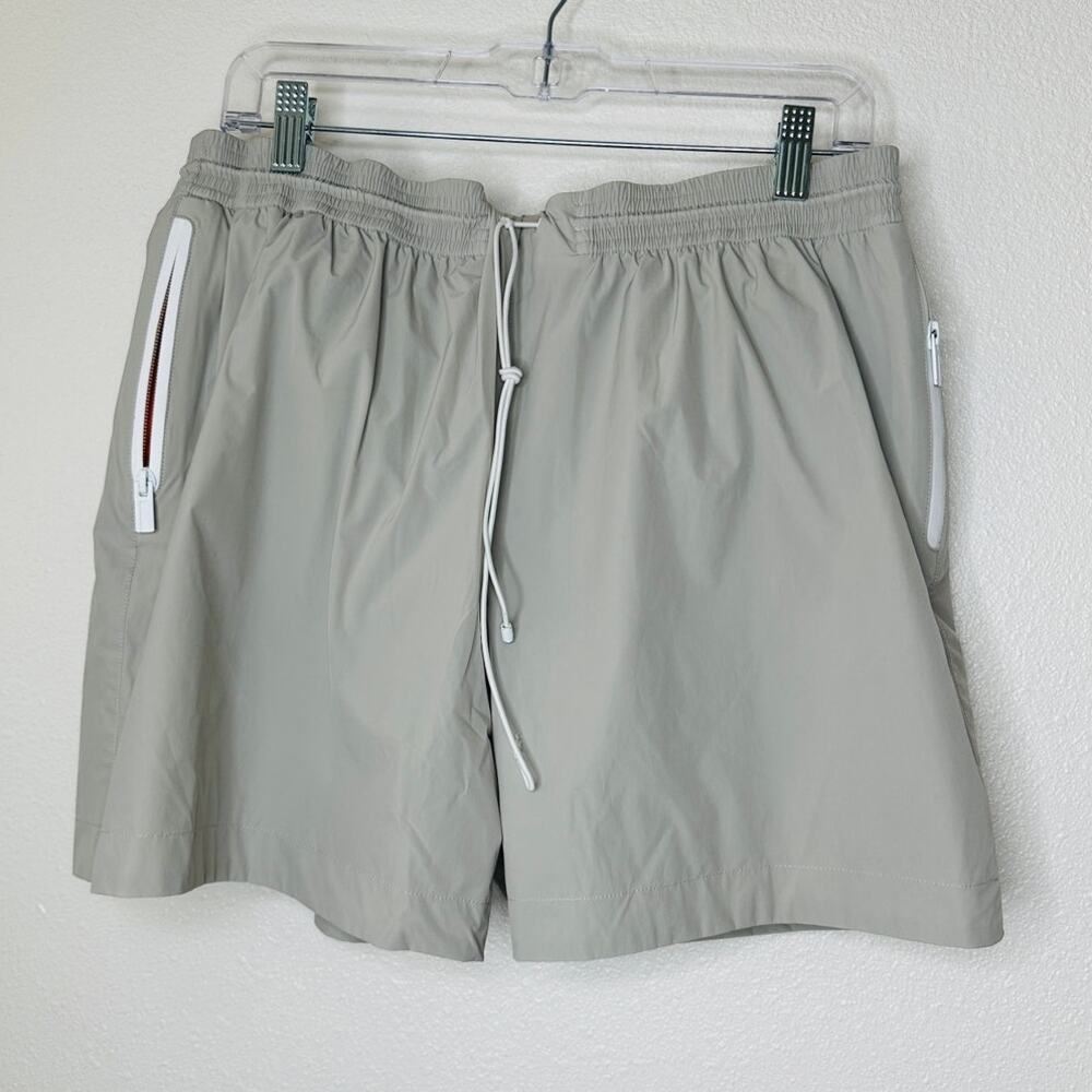 Hermes Mens Gray Drawstring Waist Zip Pocket Swim Trunks